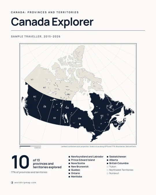 Example travel poster: Modern Cartographer, Canada, as a 4:5 post. Sample data.